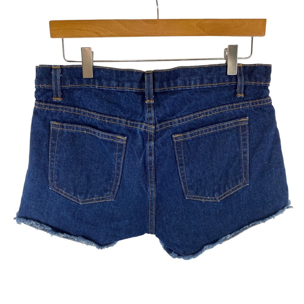 American Apparel Womens Jean‎ Shorts Blue Denim Front Button High Waist 24 New - Picture 3 of 4